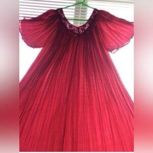 Crochet top dress flutter slv maxi crinkle pleats full sweep circle light weight